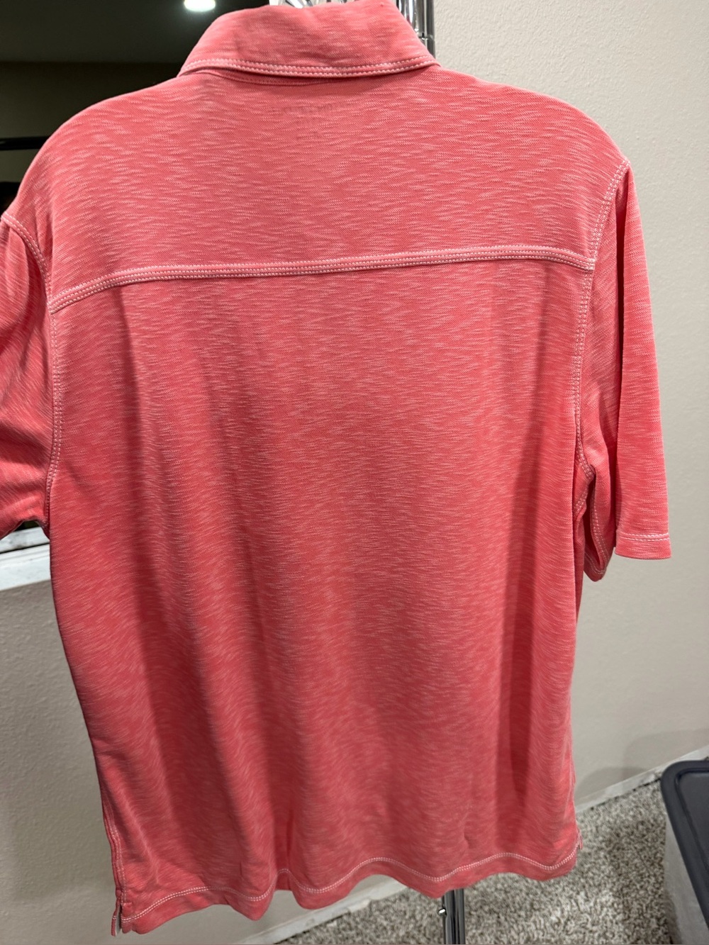 Johnston & Murphy Men’s Vintage Slub Polo – coral pink – Size Medium